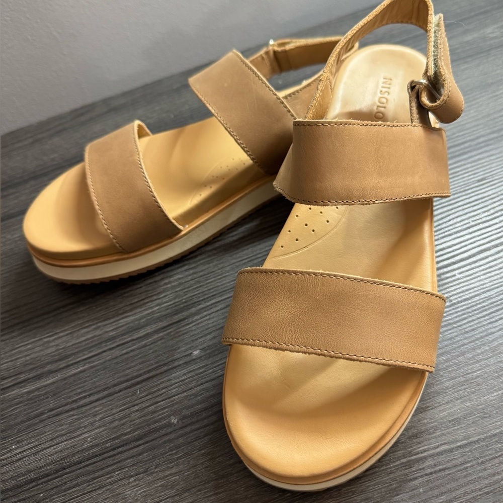 Nisolo Cognac Double-Strap Platform Sandals
